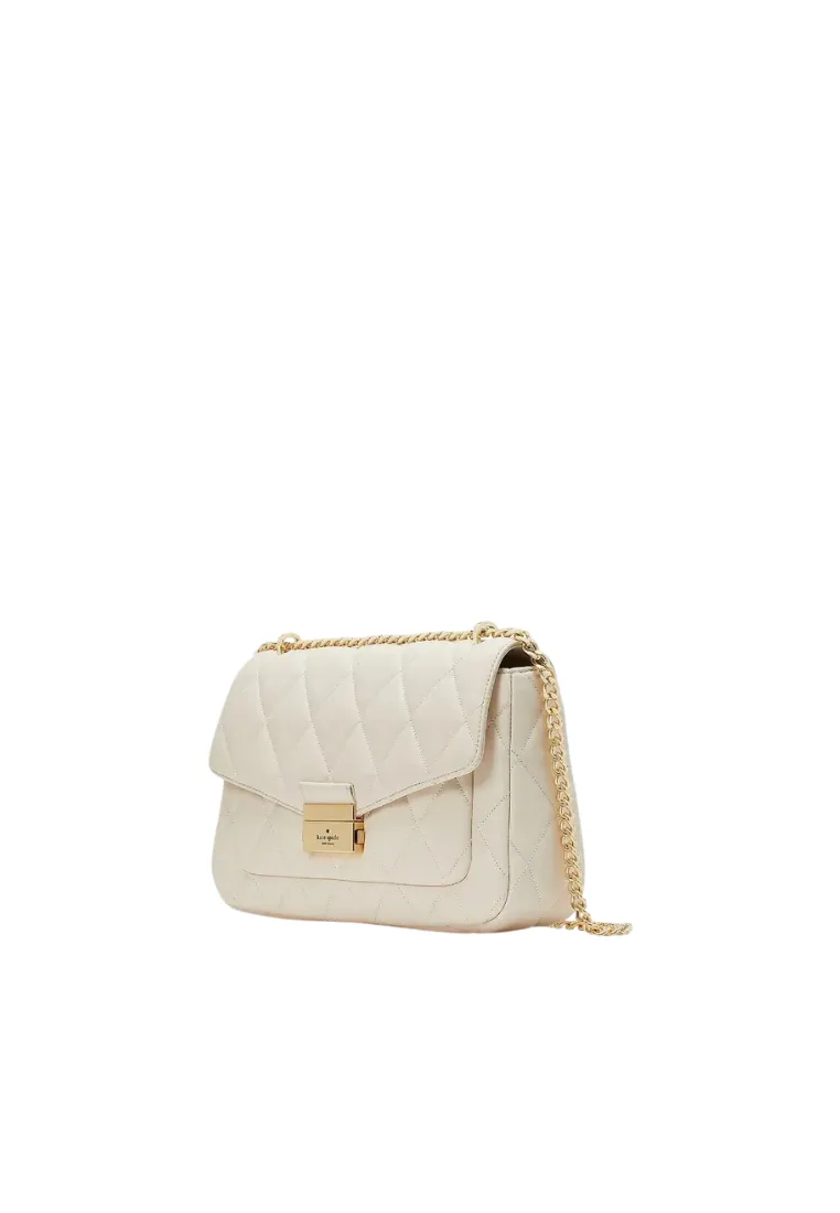 ( AS IS ) Kate Spade Carey Quilted Leather Medium Shoulder Bag In Parchment KA766