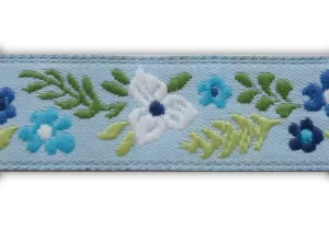 1/2" Trilliums & Forget/Me/Nots Woven Ribbon