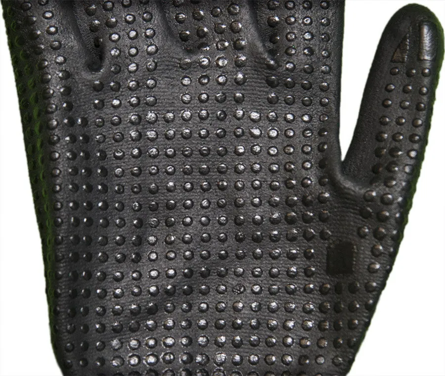 15 Gauge Black Polyester Glove with Breathable Dotted Nitrile Coating