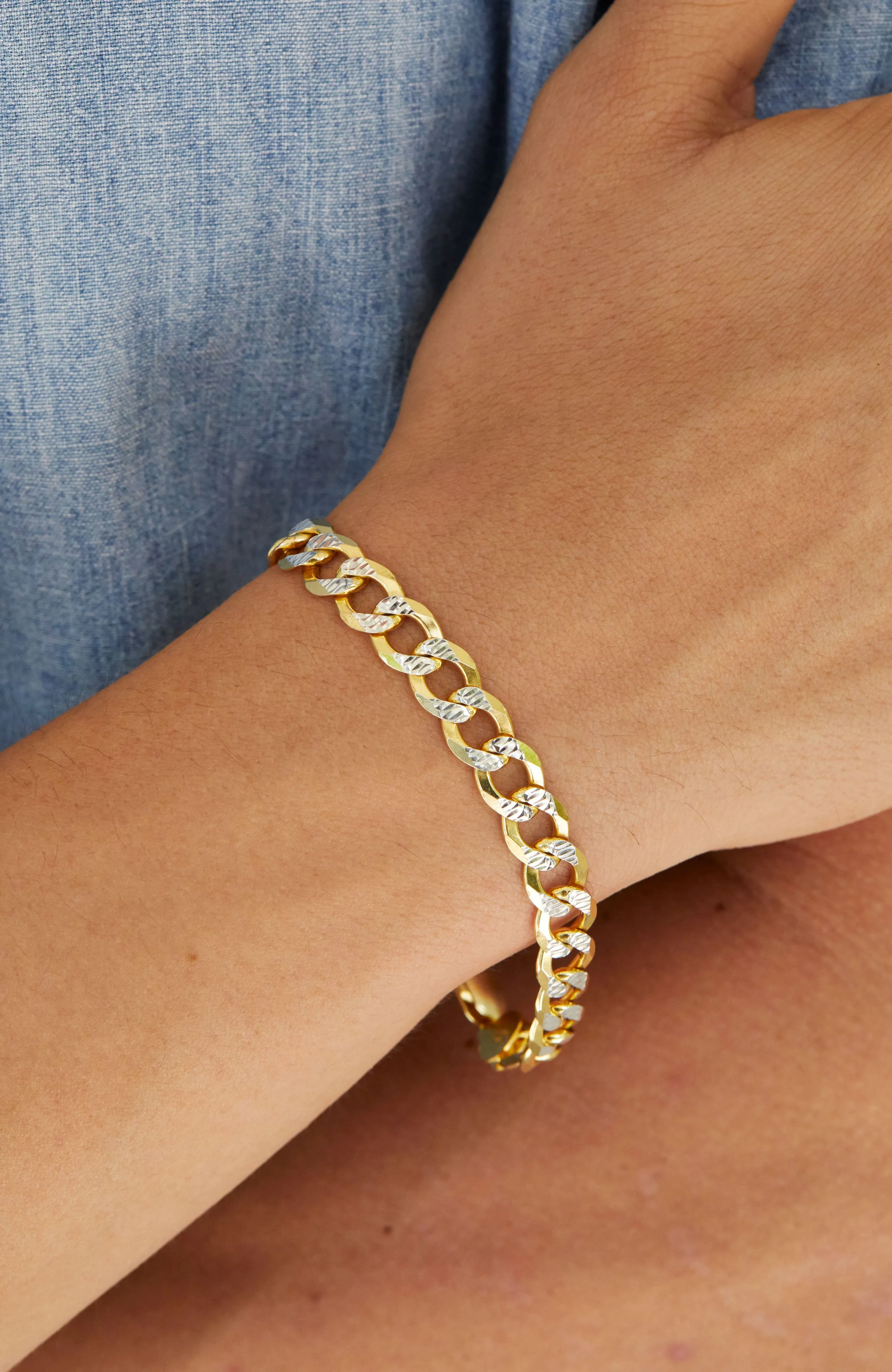 18K GOLD VERMEIL DIAMOND CUT BRACELET 7"