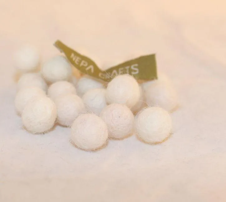 1cm Felt Balls-White, Pink, Beige, Green, Brown