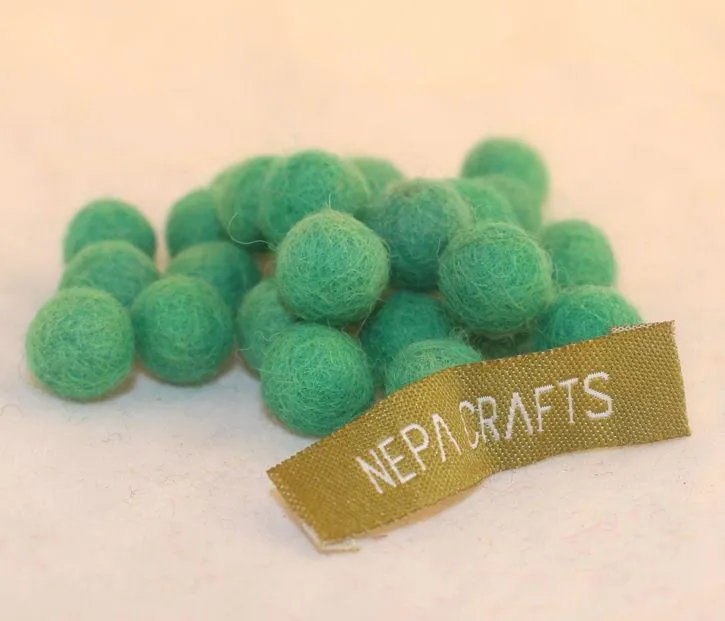 1cm Felt Balls-White, Pink, Beige, Green, Brown