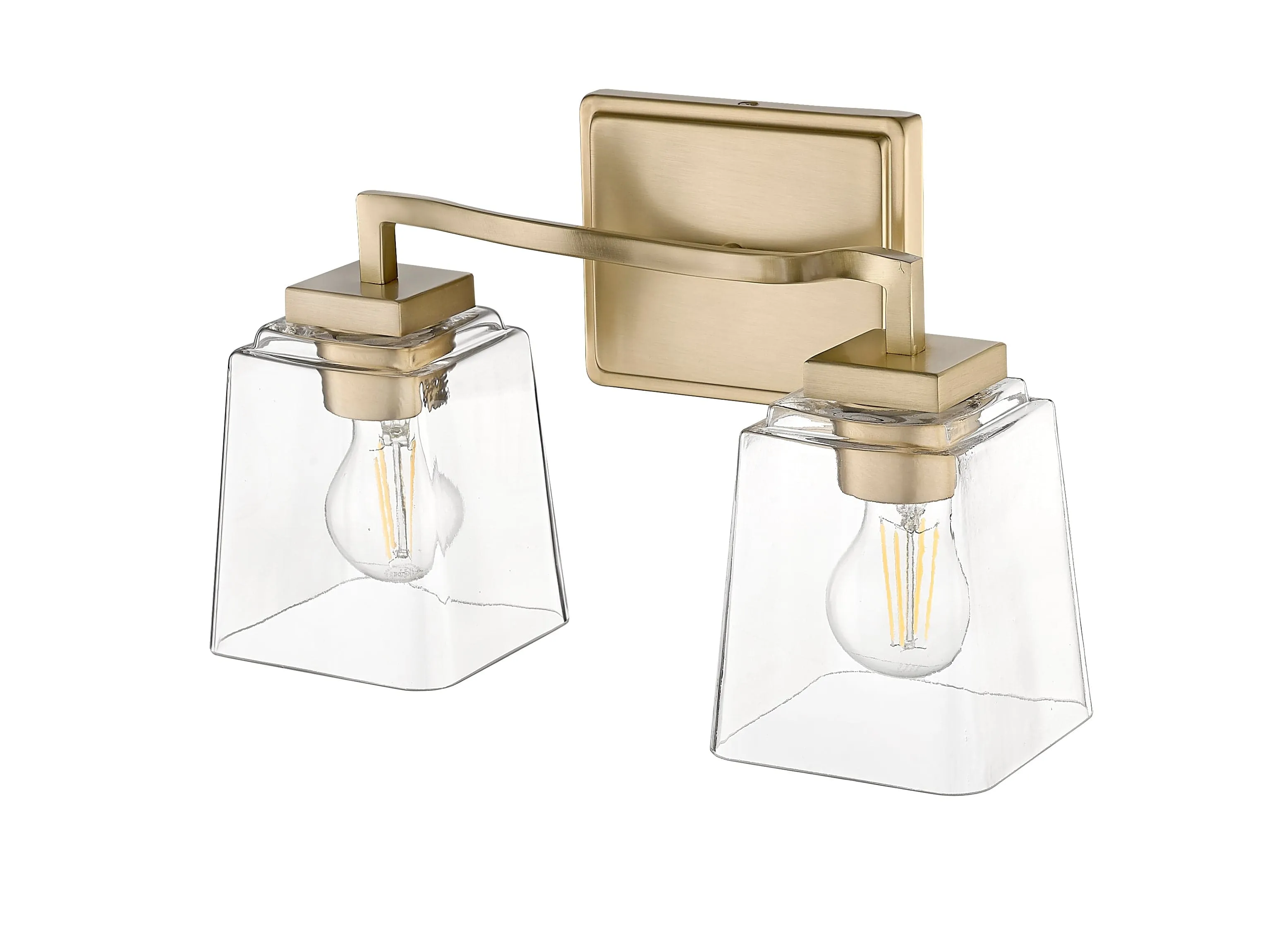 2 Lamps Avenna Vanity Light - Modern Gold - Clear Glass - 14.5in. Wide