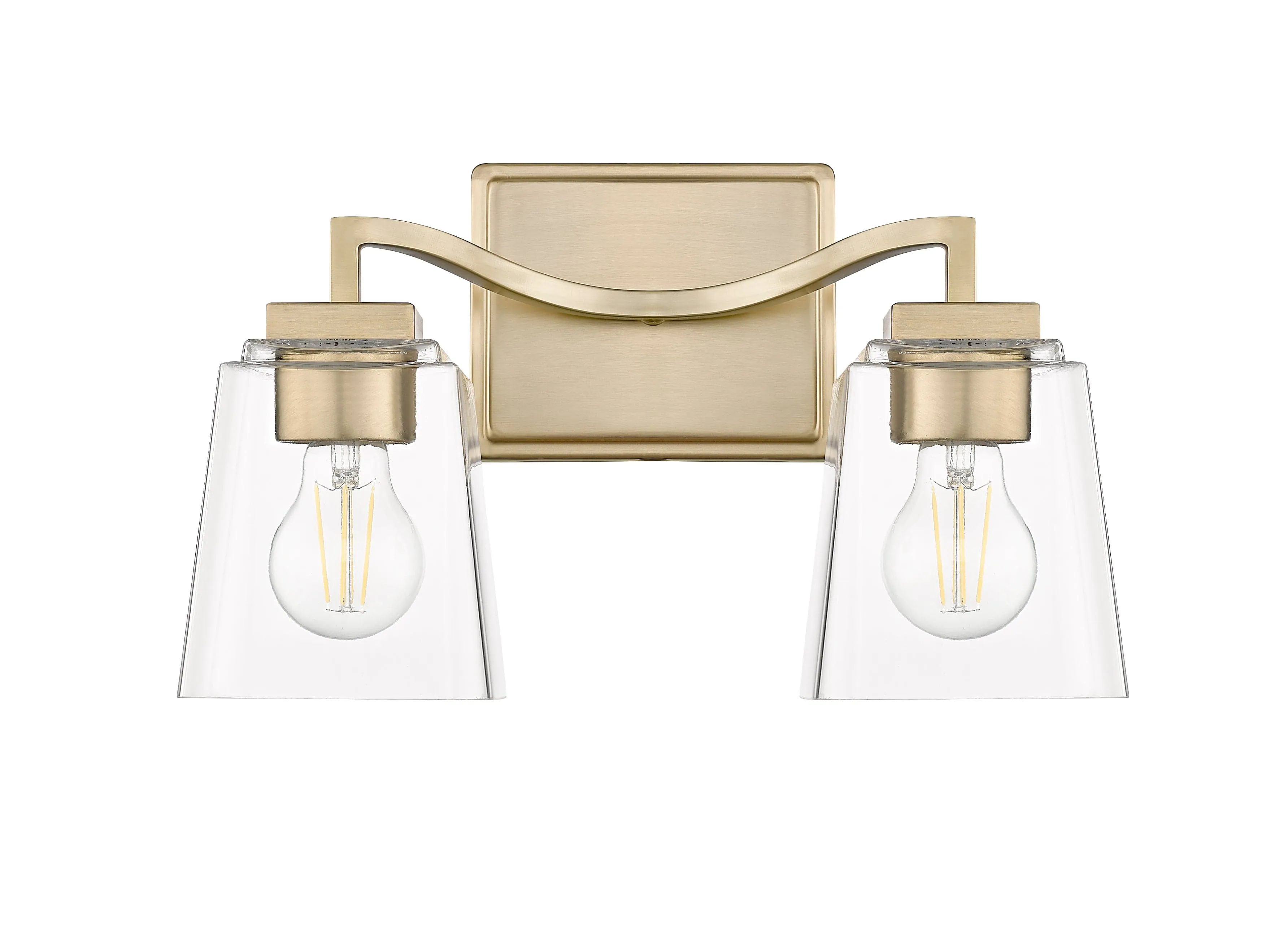 2 Lamps Avenna Vanity Light - Modern Gold - Clear Glass - 14.5in. Wide