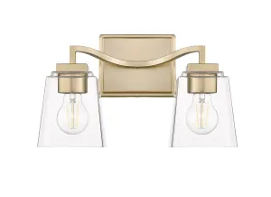 2 Lamps Avenna Vanity Light - Modern Gold - Clear Glass - 14.5in. Wide