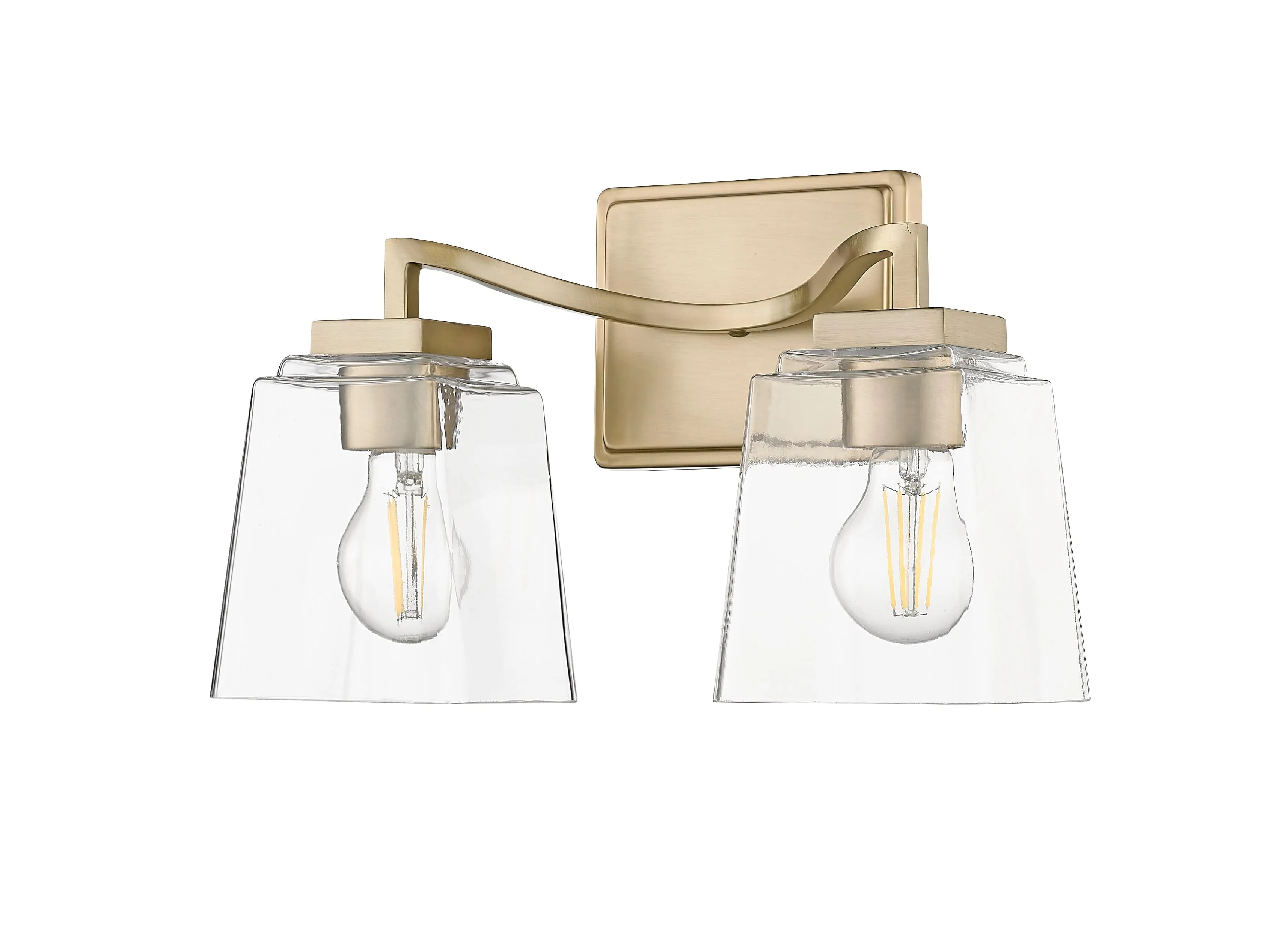 2 Lamps Avenna Vanity Light - Modern Gold - Clear Glass - 14.5in. Wide