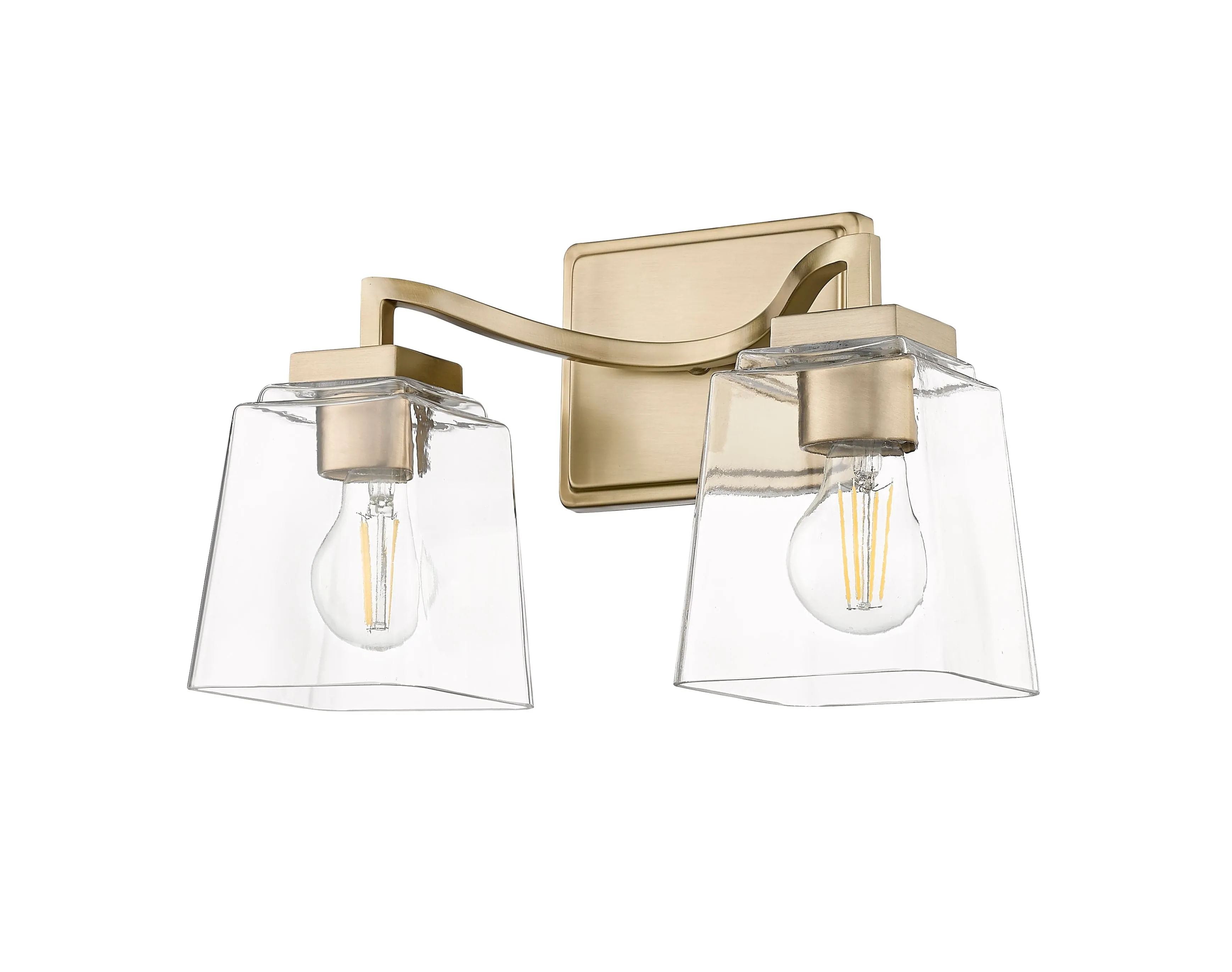 2 Lamps Avenna Vanity Light - Modern Gold - Clear Glass - 14.5in. Wide