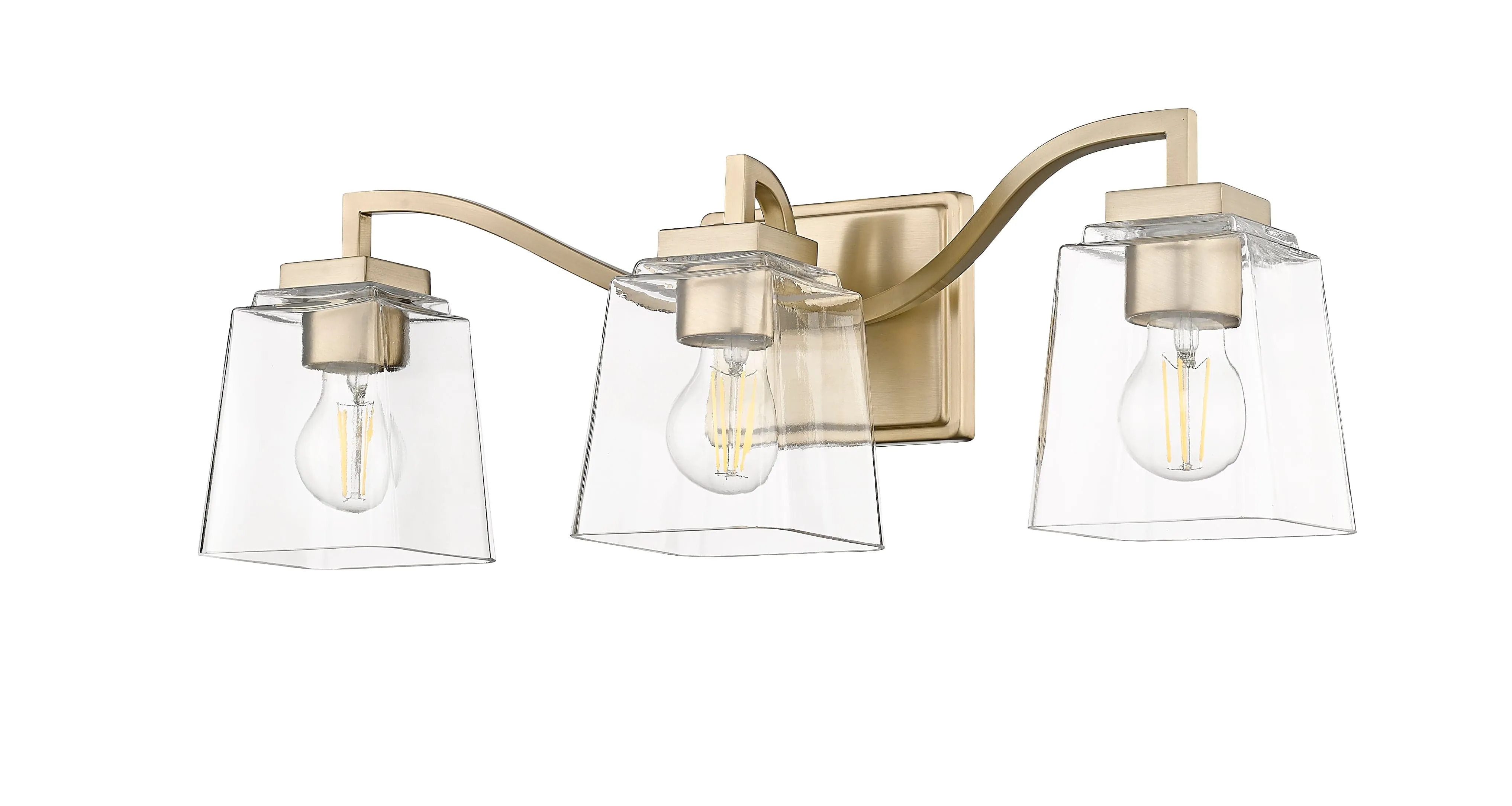 3 Lamps Avenna Vanity Light - Modern Gold - Clear Glass - 23.6in. Wide