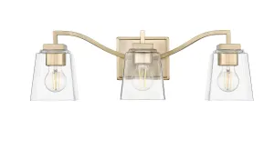 3 Lamps Avenna Vanity Light - Modern Gold - Clear Glass - 23.6in. Wide