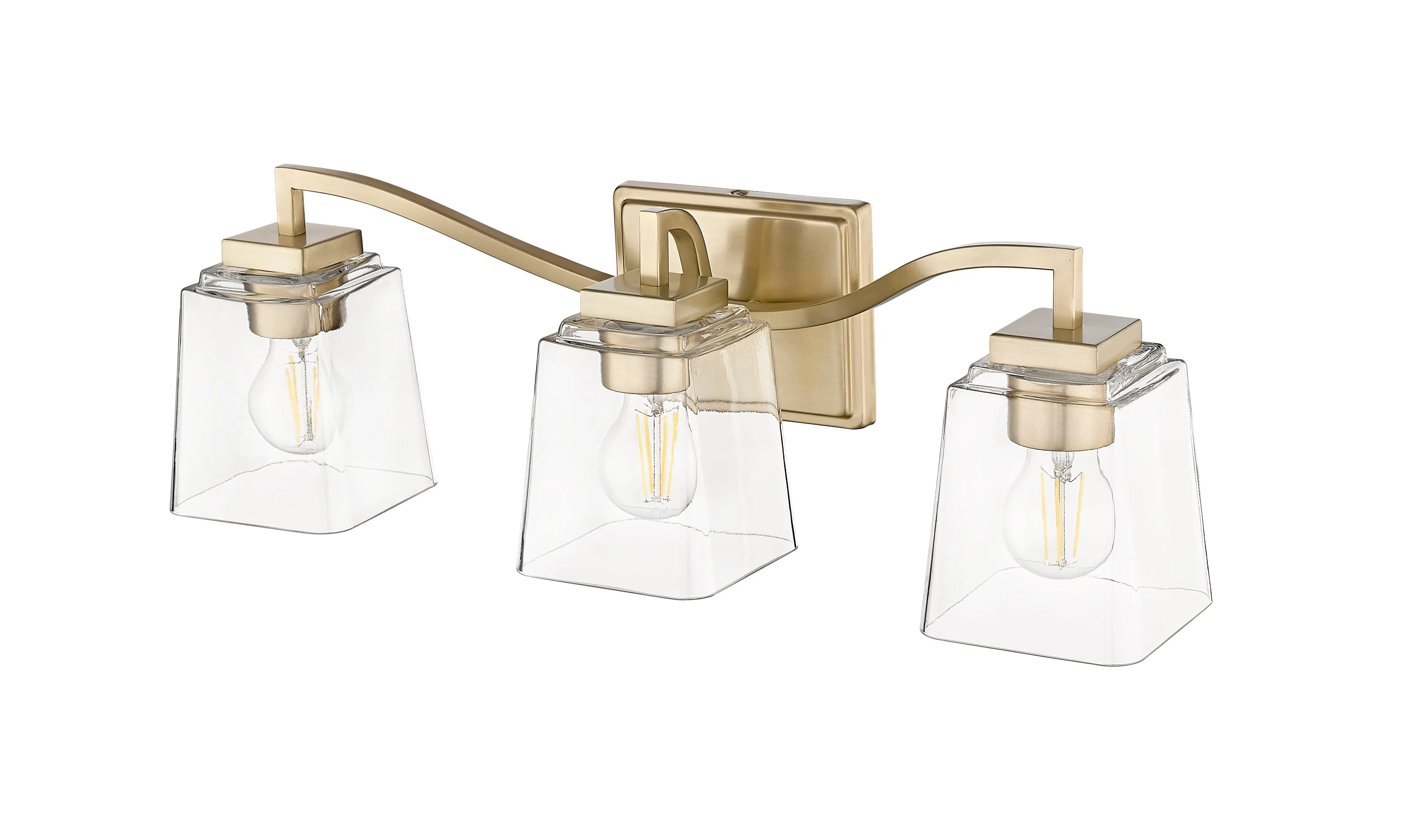 3 Lamps Avenna Vanity Light - Modern Gold - Clear Glass - 23.6in. Wide