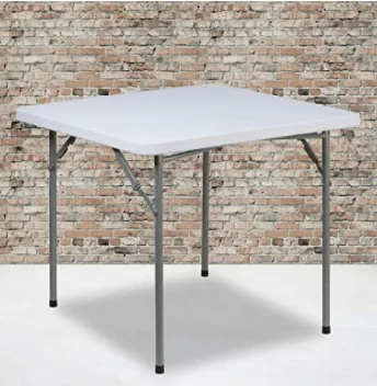 34" x 34" Square Granite White Plastic Folding Table