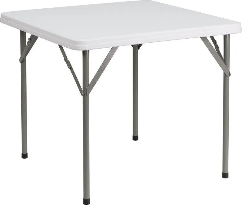 34" x 34" Square Granite White Plastic Folding Table