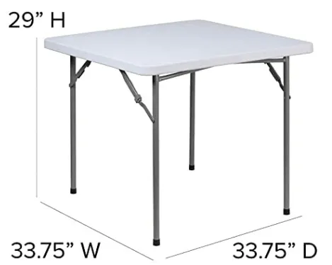 34" x 34" Square Granite White Plastic Folding Table