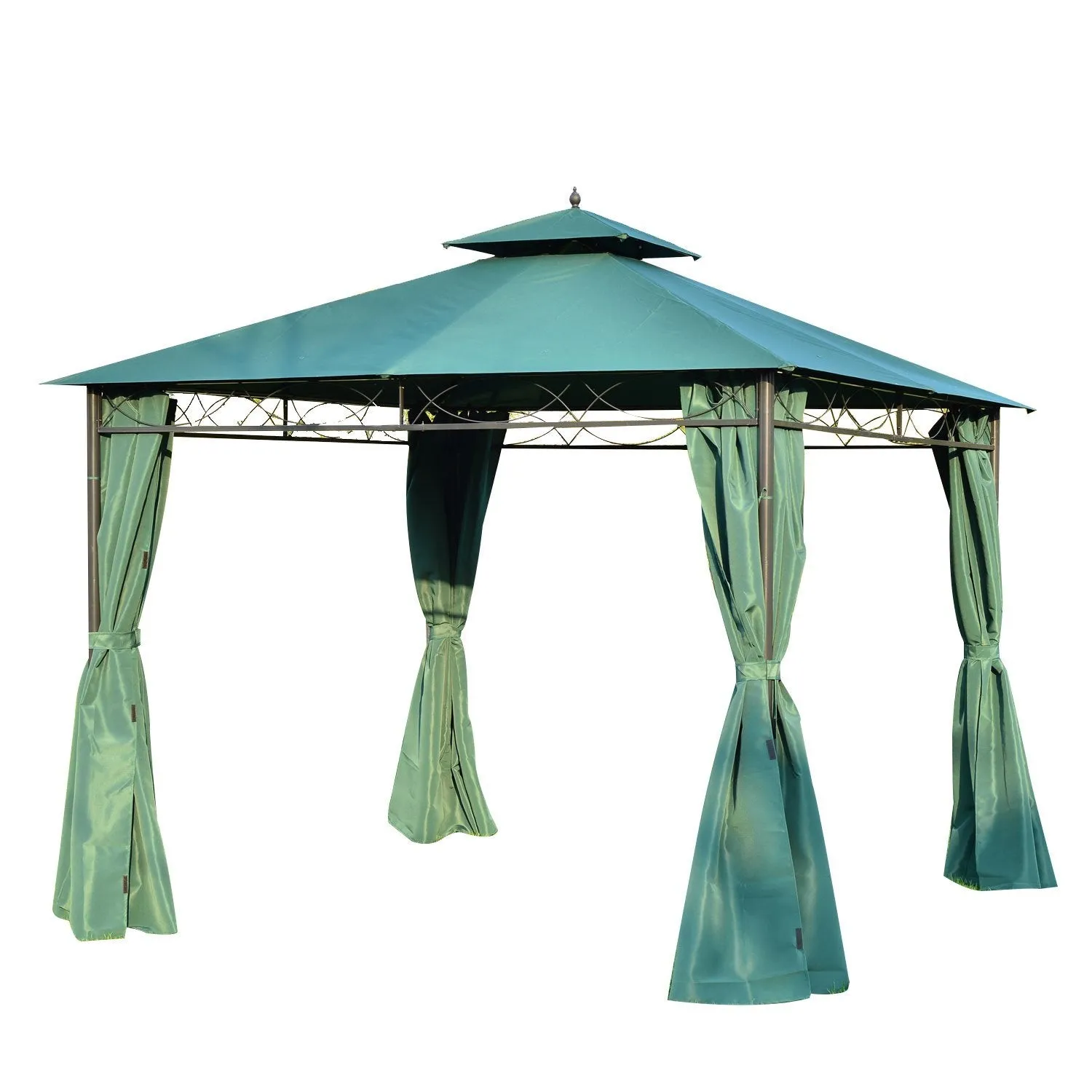 3(m) x 3(m) Metal Garden Gazebo Marquee Party Tent Patio Canopy Pavilion   Sidewalls - Green