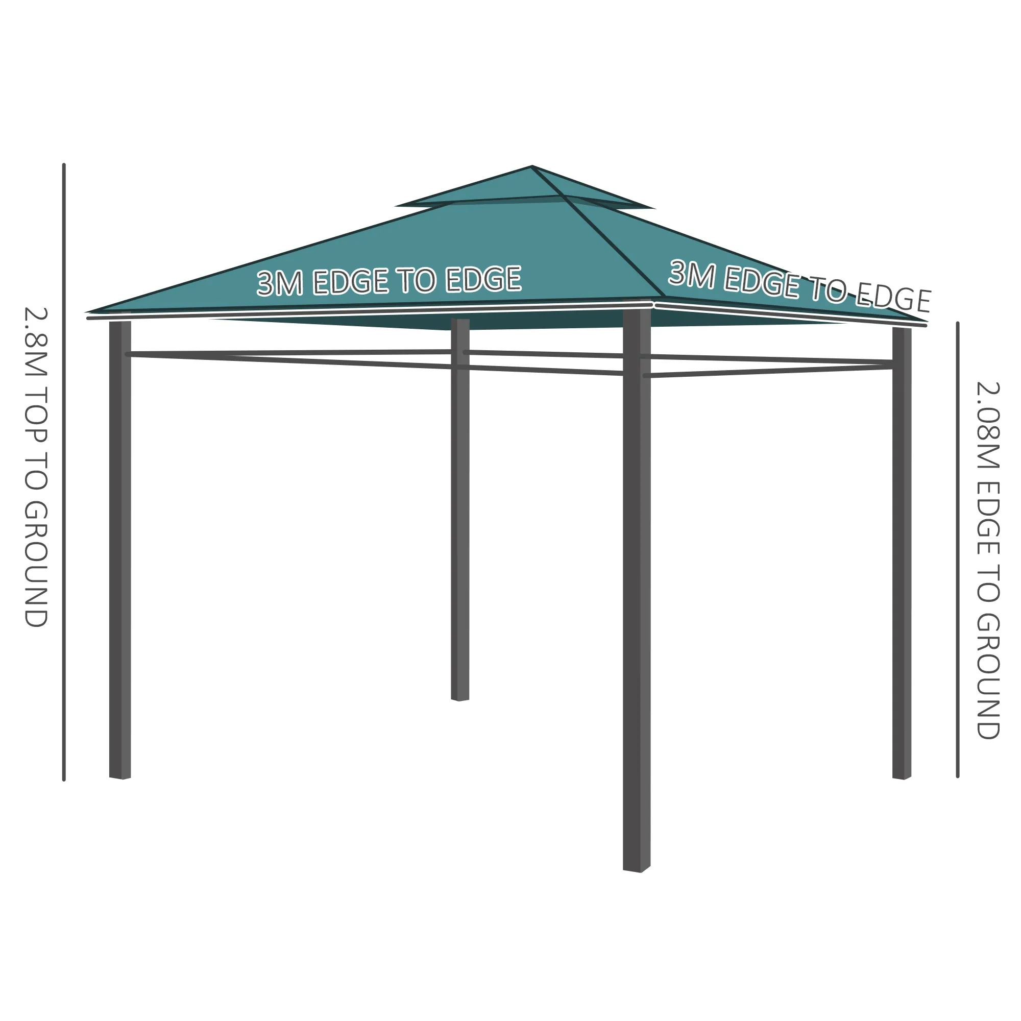 3(m) x 3(m) Metal Garden Gazebo Marquee Party Tent Patio Canopy Pavilion   Sidewalls - Green