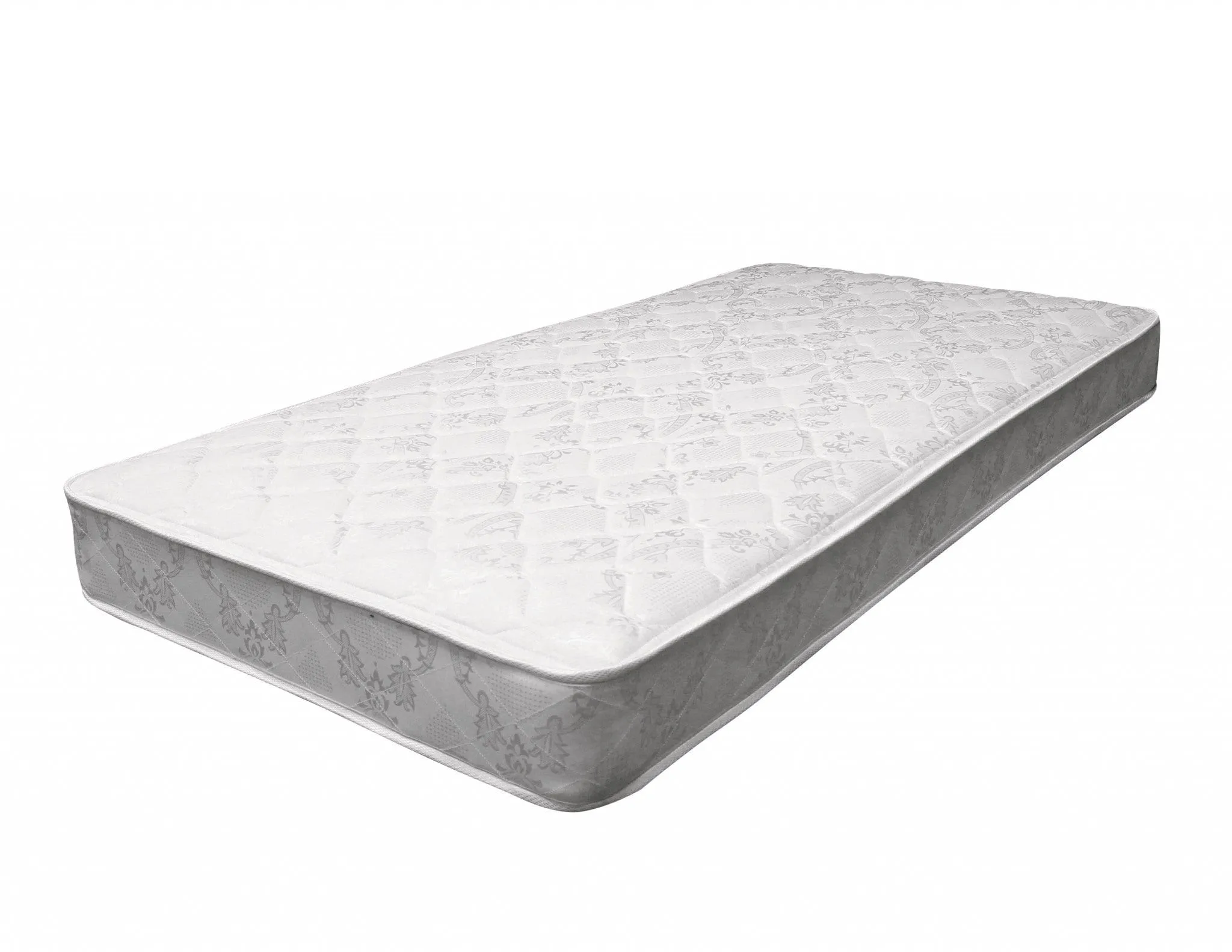 75" X 39" X 6" Twin White And Gray Fabric Mattress