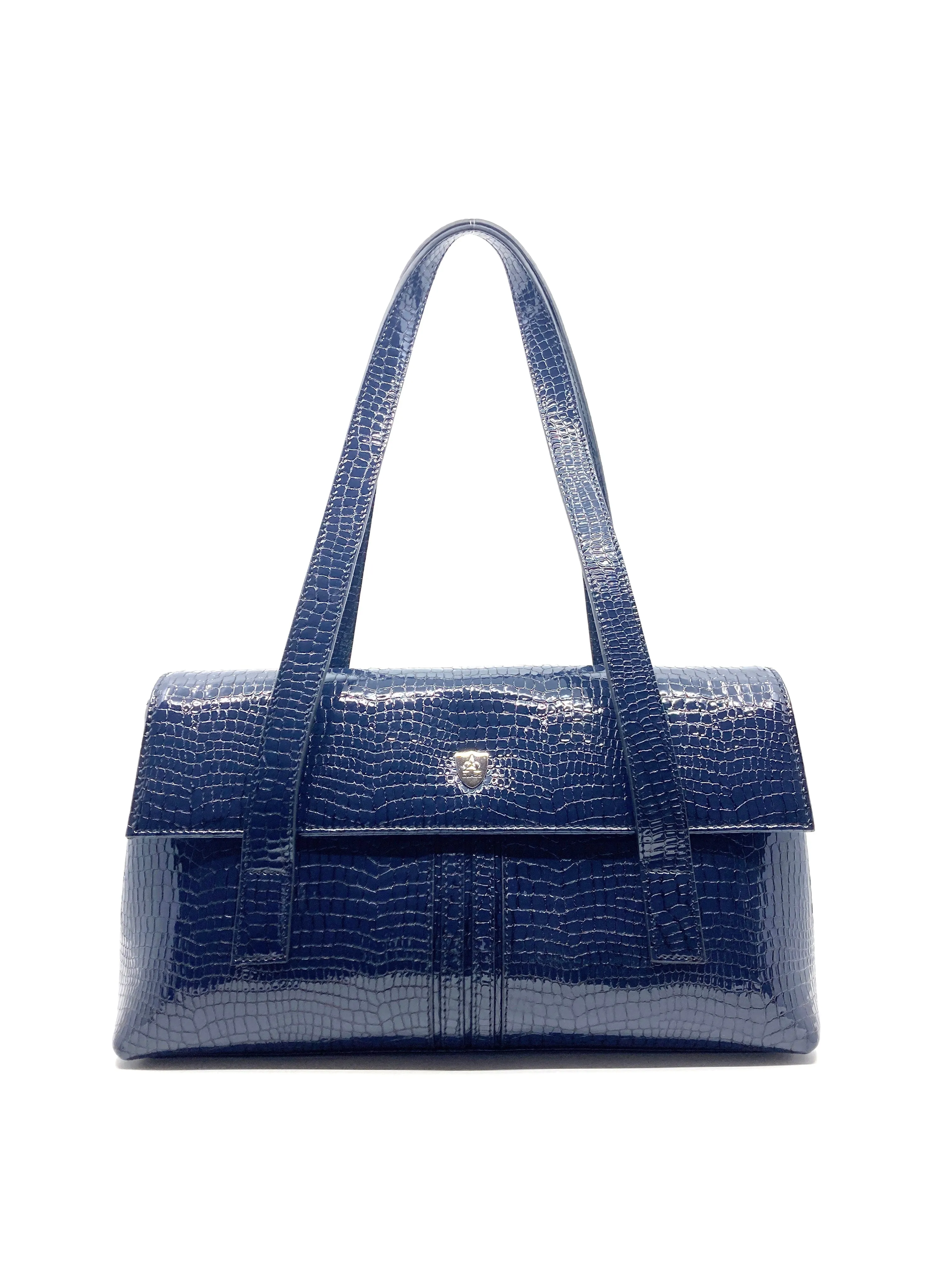 A Class Leather Crocodile Navy Tote Bag - 498 091 08