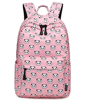 abshoo Panda Printed School Backpacks For Girls Cute Elementary School Bookbags (Panda Pink)