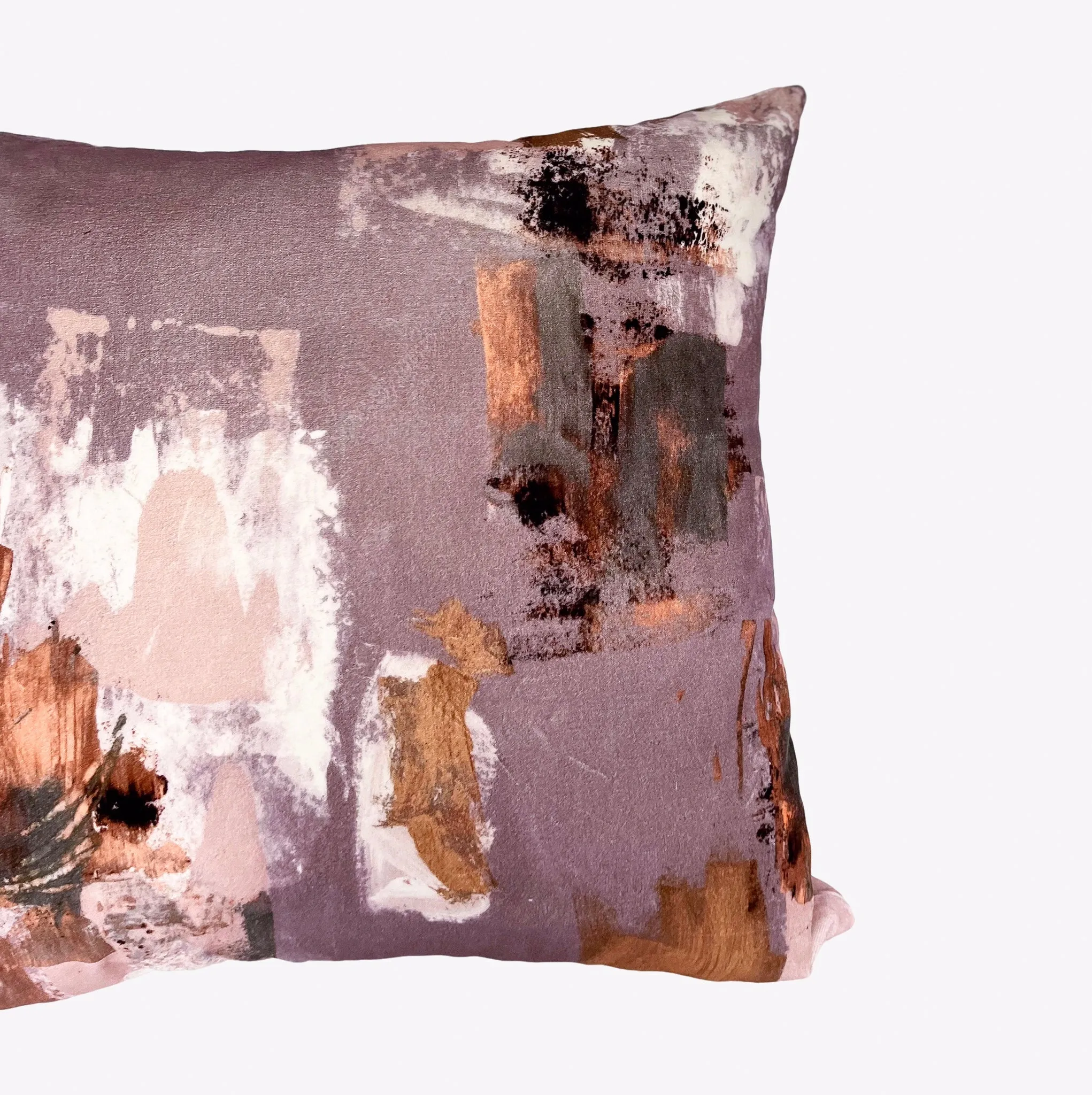 Abstract painterly Velvet Cushion - Mink