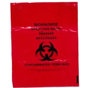 ADI Medical Biohazard Bag with Tie, Red, 12" x 18"