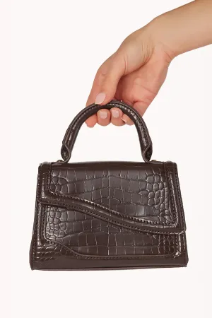 Agnes Handle Bag Espresso Croc