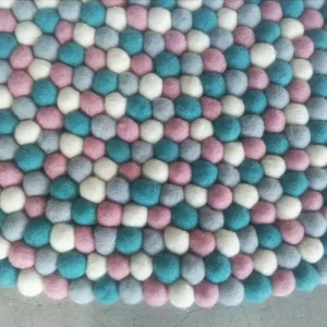 Aqua Fusion Felt Ball Rug