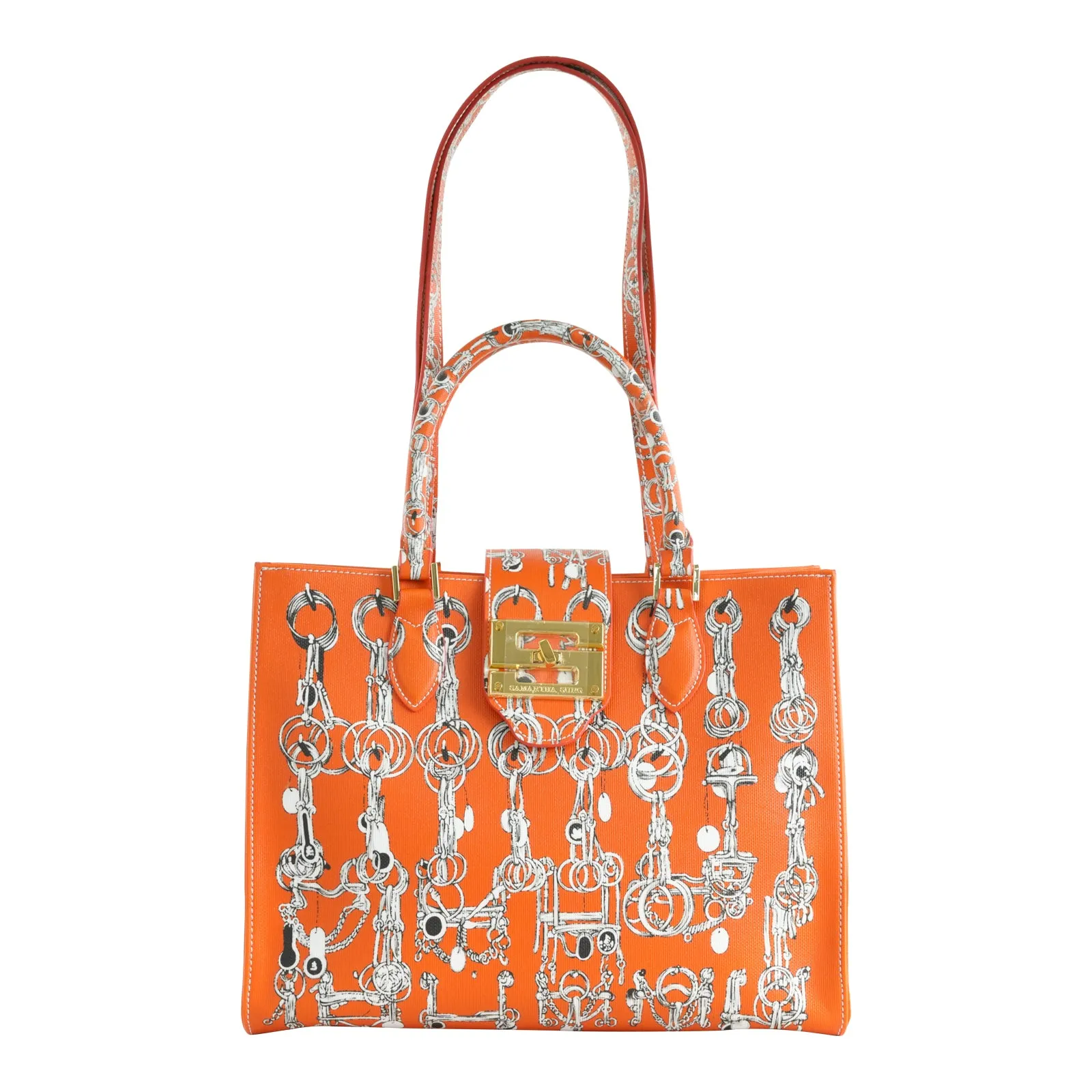 Audrey Tote_Medium_Horse Chain_Orange