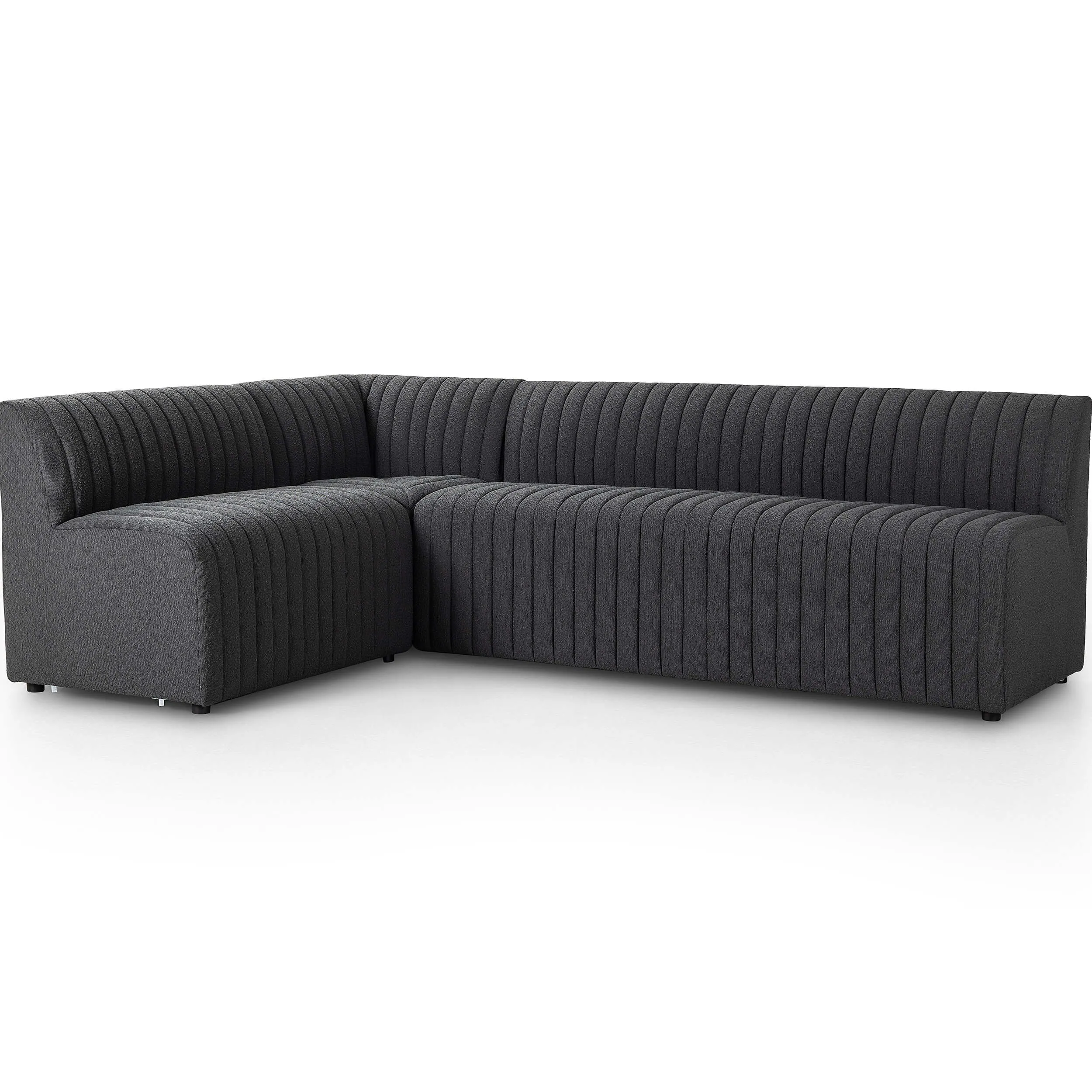 Augustine 100" L-Shaped Banquette, Boucle Charcoal