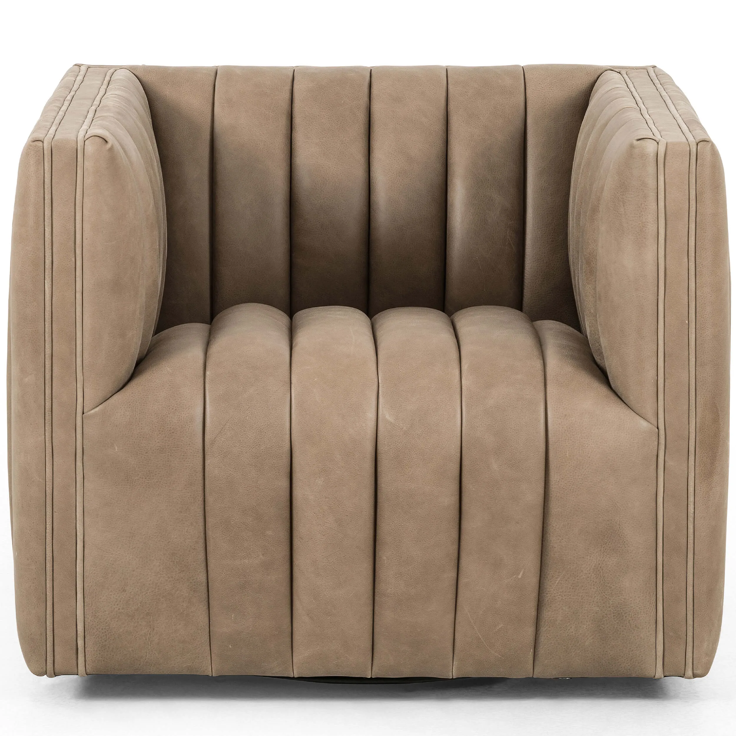 Augustine Leather Swivel Chair, Palermo Drift