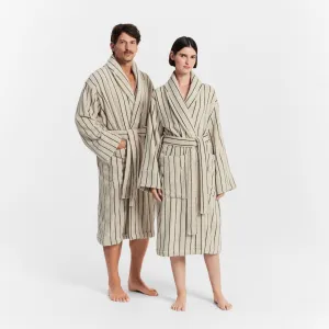 AVEN Australian Cotton Bath Robe LIMESTONE STRIPE by Sheridan