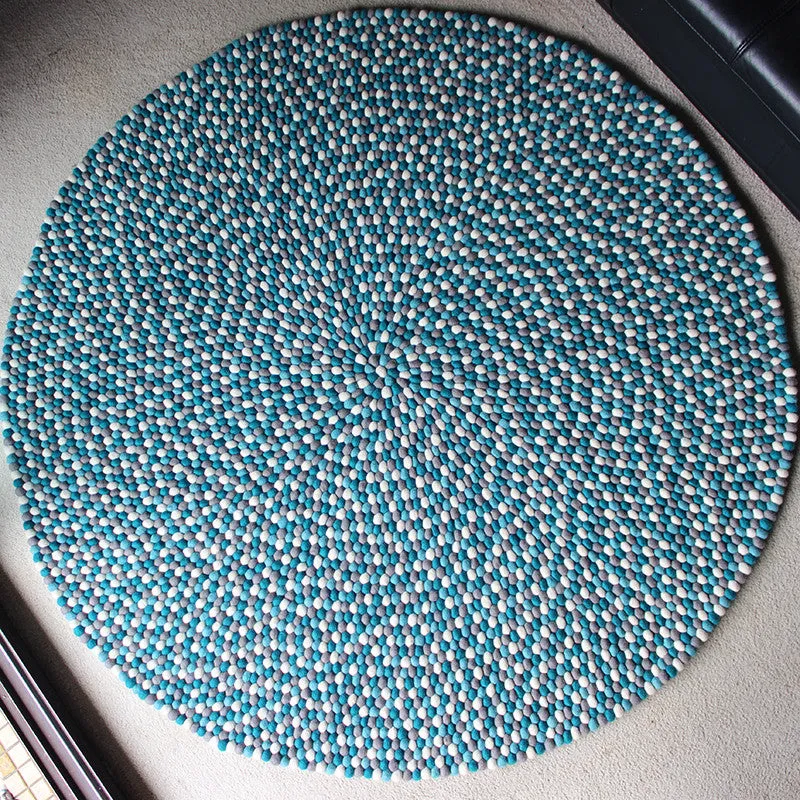 Baby Blue Felt Ball Rug