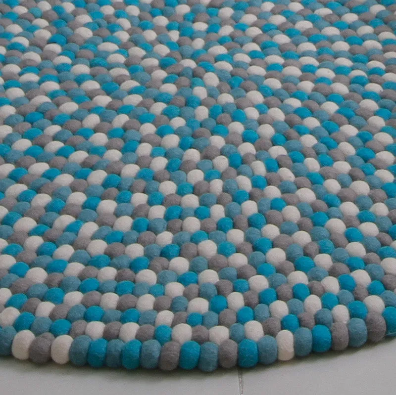 Baby Blue Felt Ball Rug