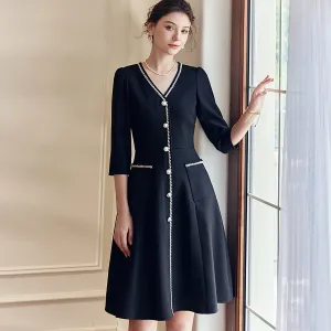 Beautiful Embroidery Black A-Line Dress