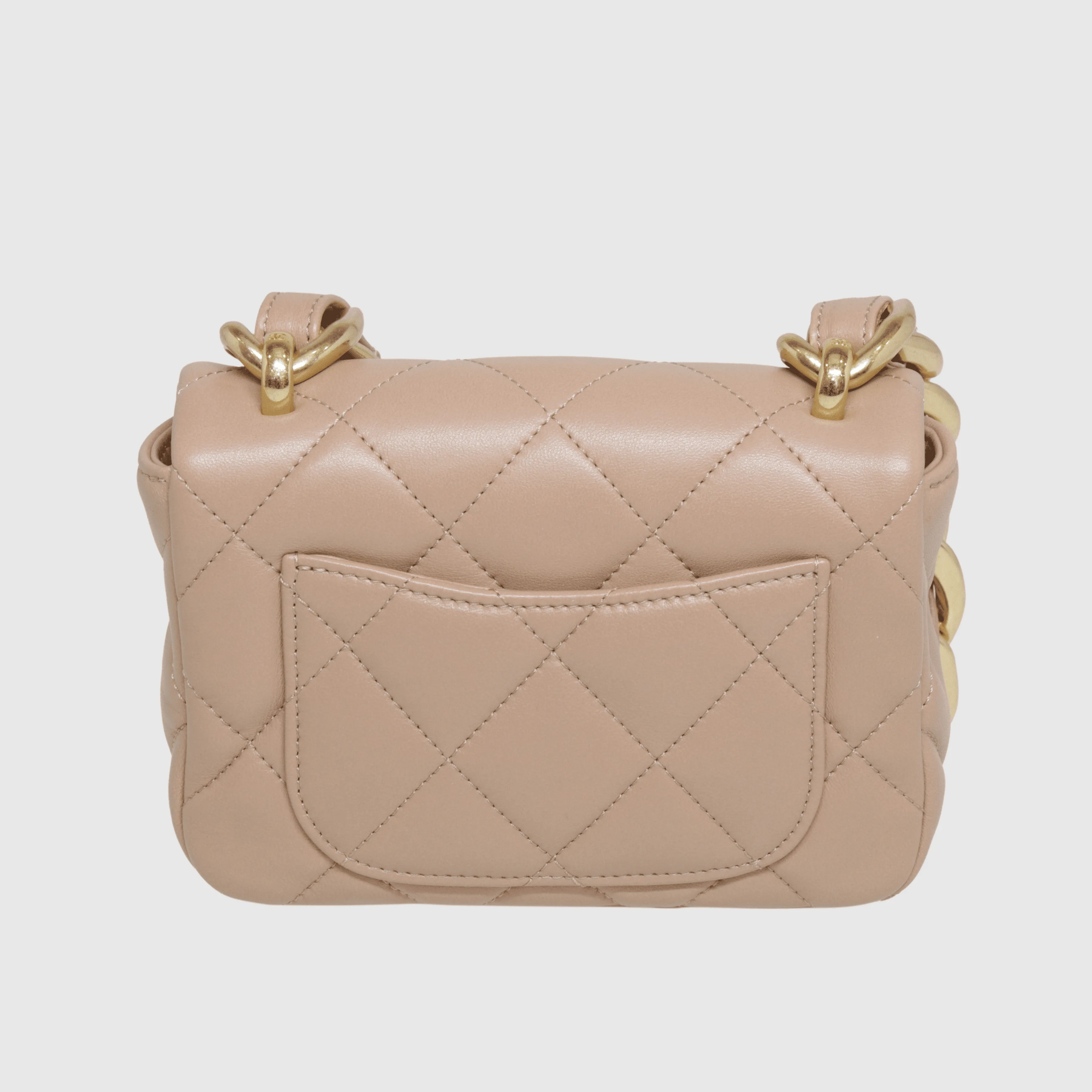 Beige Chunky Chain Strap Mini Flap Bag - SS22