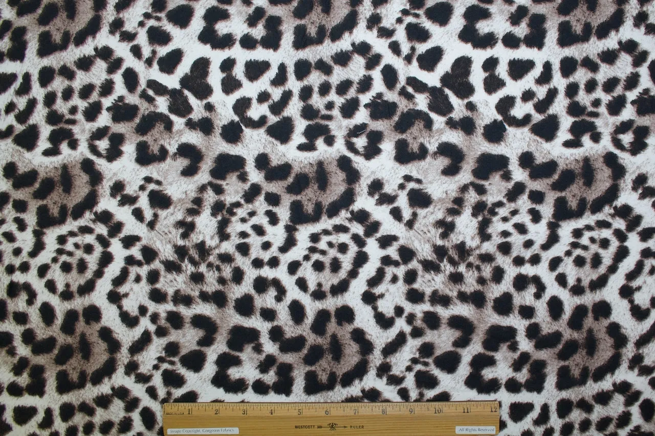 Big Cat Print Cotton Flannel - Browns on White