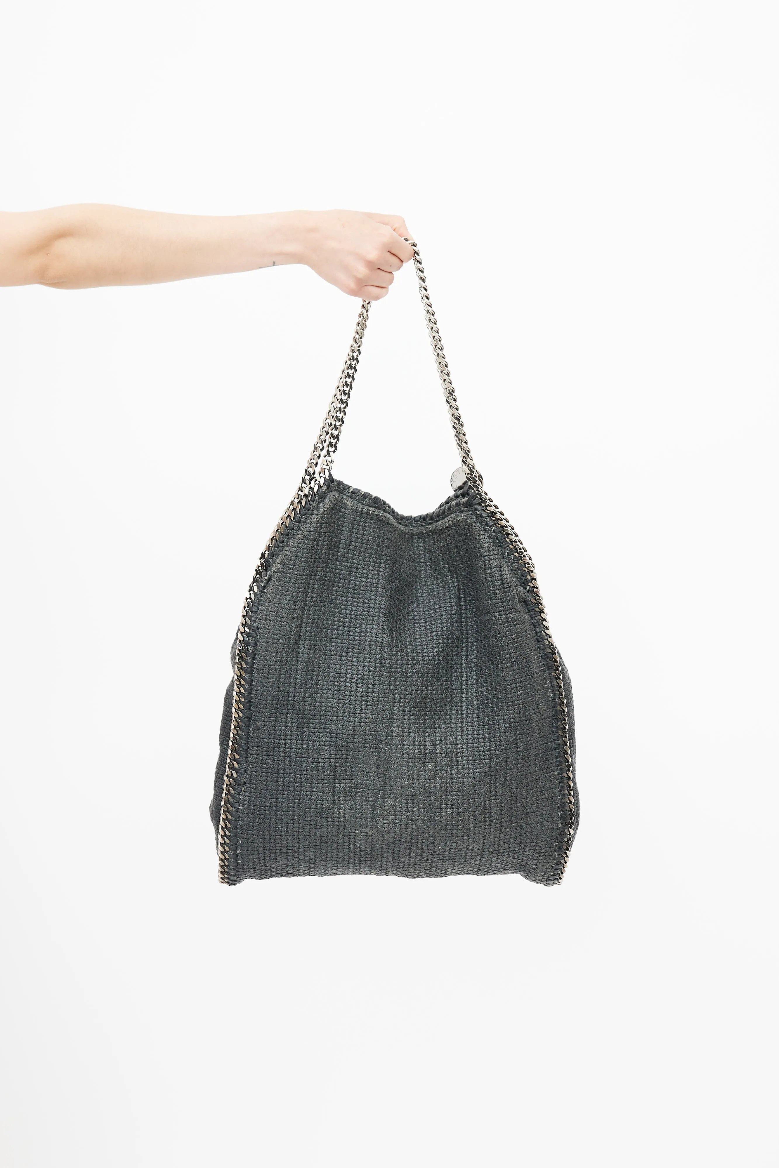 Black & Silver Woven Falabella Shoulder Bag