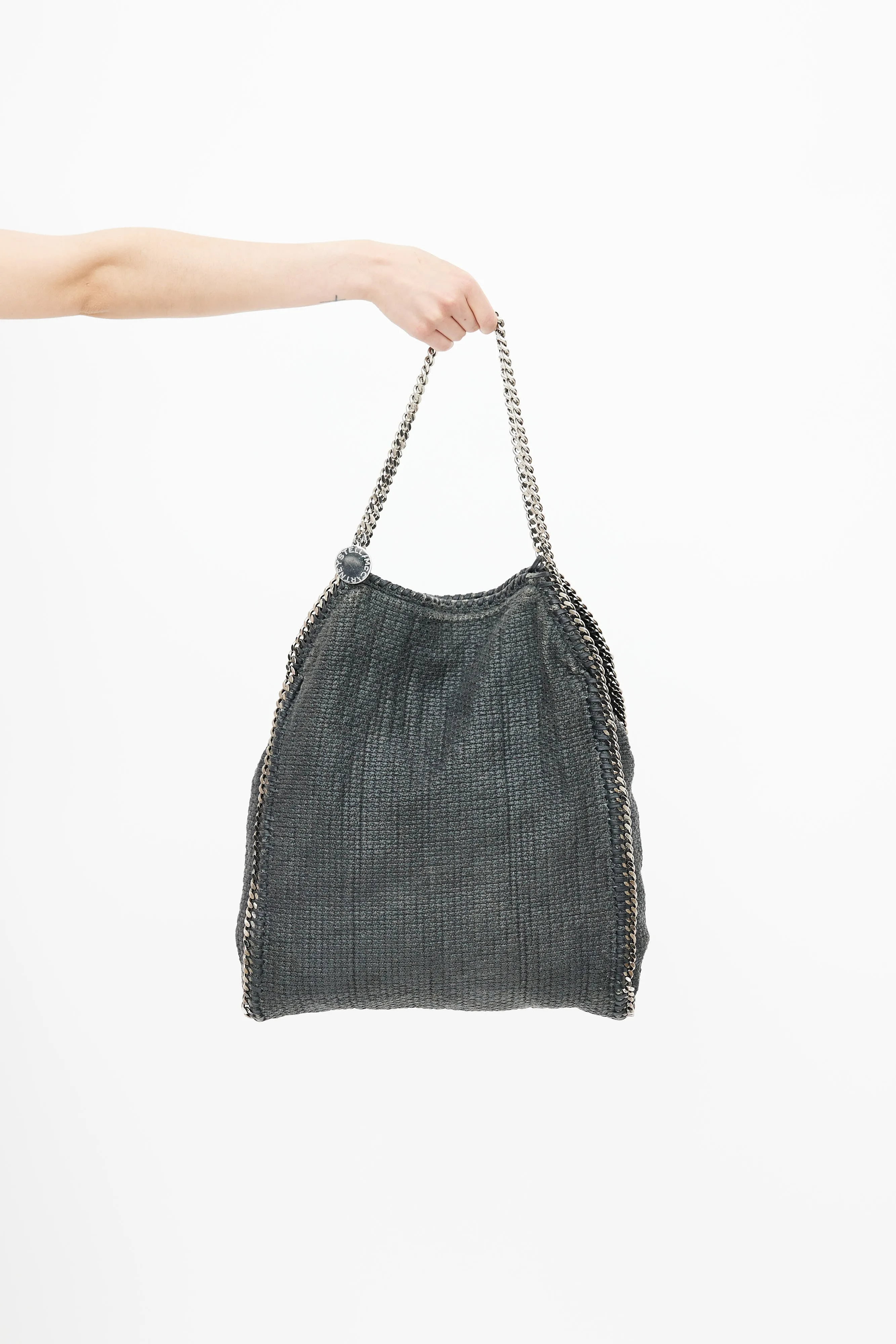 Black & Silver Woven Falabella Shoulder Bag