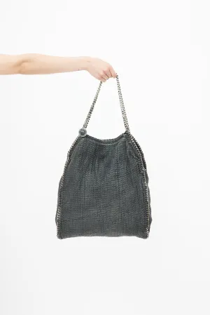 Black & Silver Woven Falabella Shoulder Bag