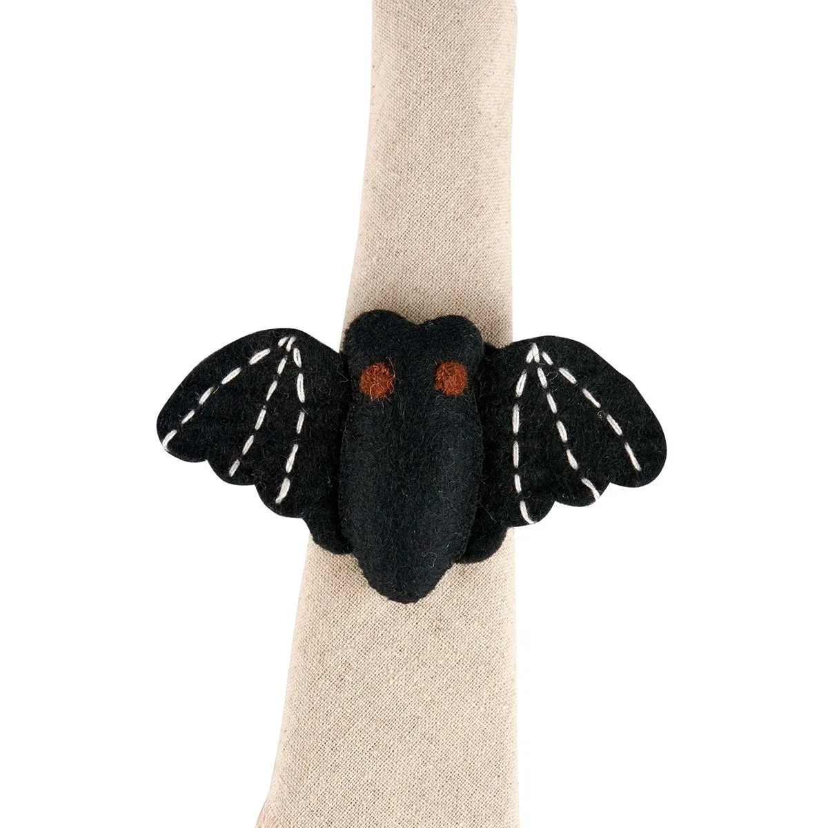 Black Felt Bat Napkin Ring Set