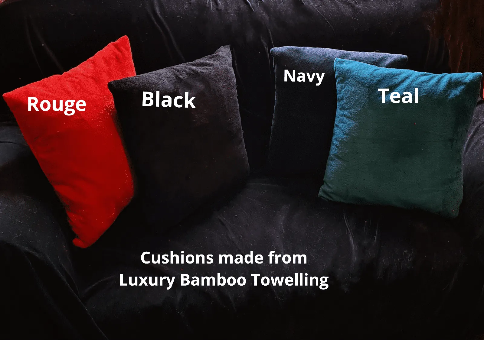 BLACK - Luxury Bamboo Soft Towelling by Truly Sumptuous - For Bags, Beach Towel, Nappies & Bags - 150 cms - 305 gsm