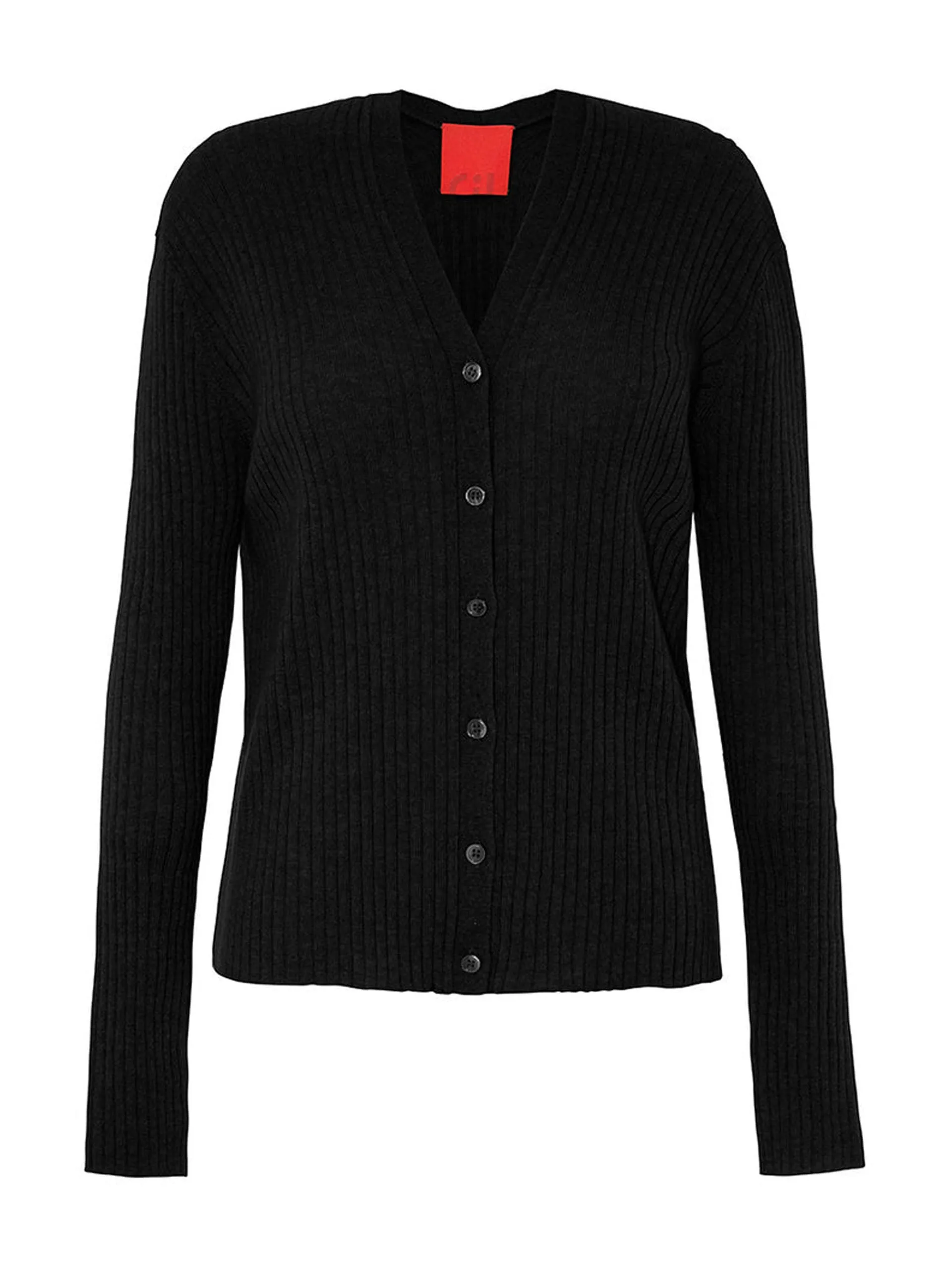 Black ribbed cashmere cardigan