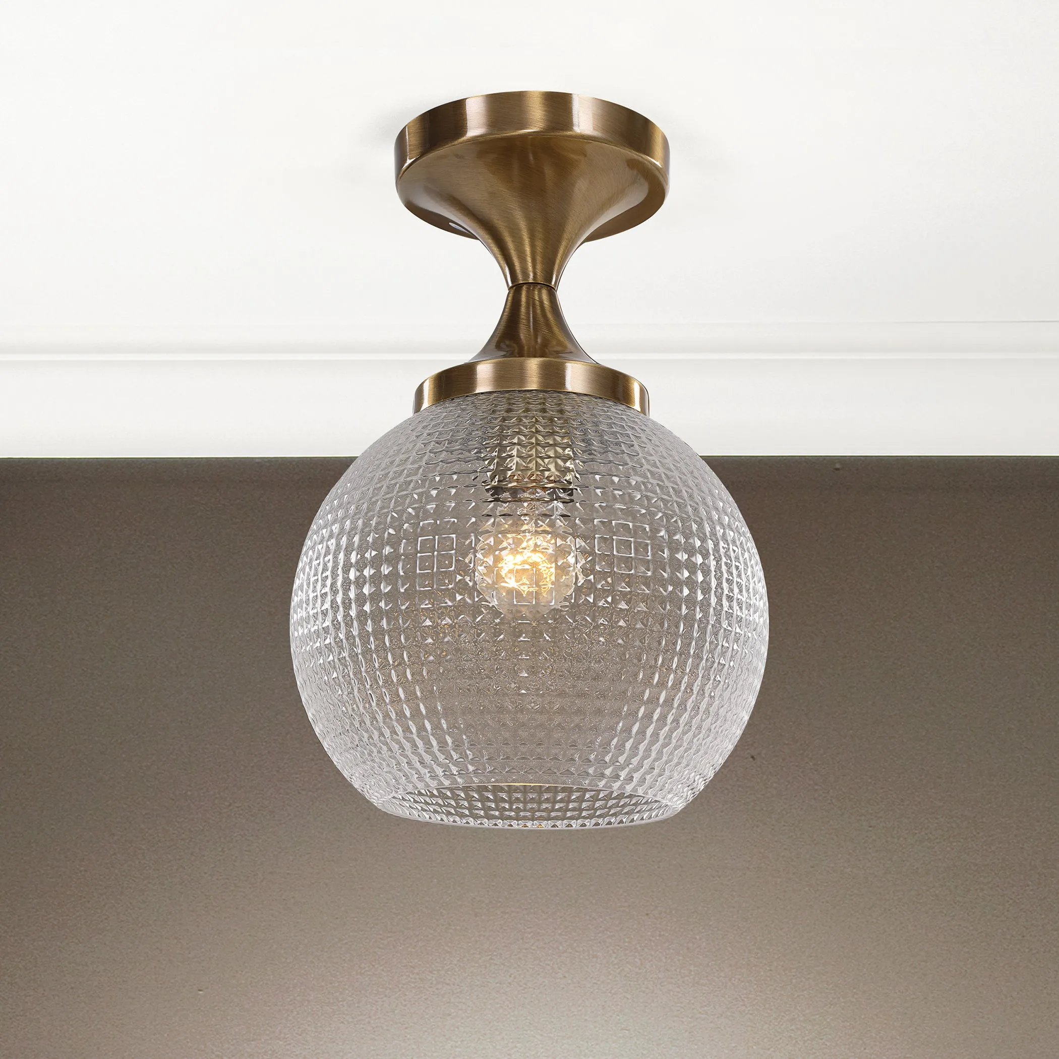 Bolla 1 Light Pattern Glass Semi Flush Mount