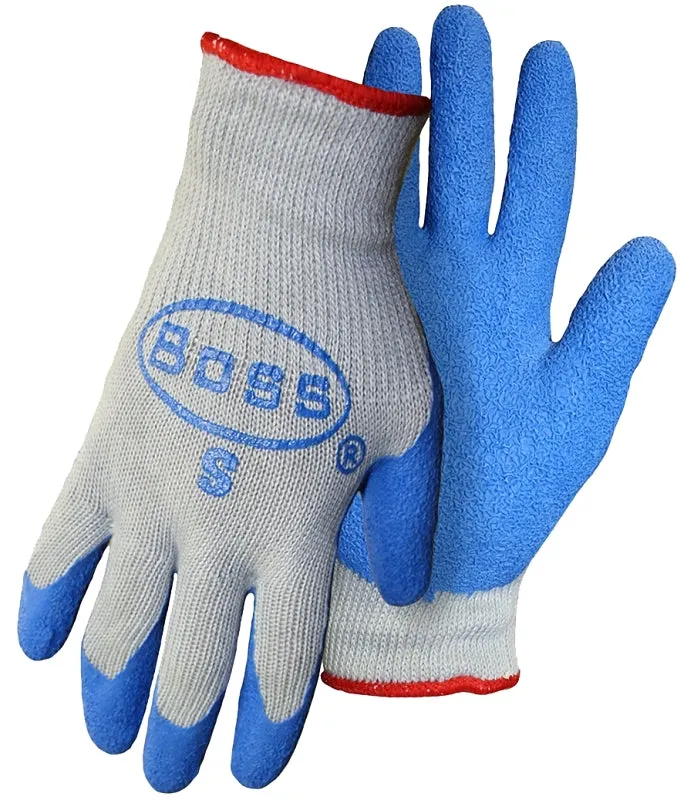 Boss GRIP Series 8422L Gloves, L, Knit Wrist Cuff, Latex Coating, Cotton/Polyester/Rubber Glove, Blue/Gray :PR: QUANTITY: 1