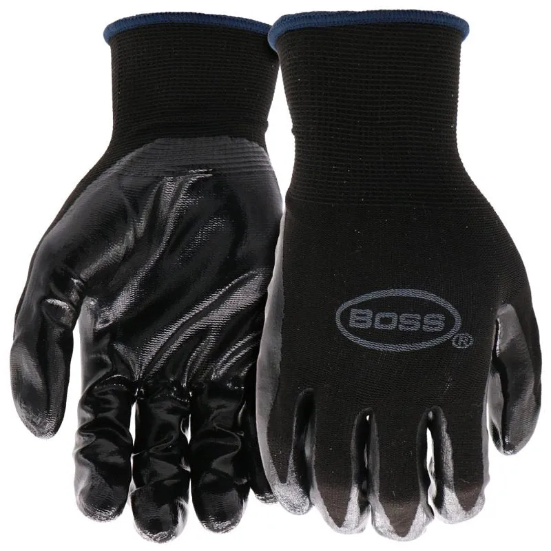 Boss Grip Series B31191-XL Coated Gloves, XL, Knit Wrist Cuff, Nitrile Coating, Nylon, Black :PR: QUANTITY: 1