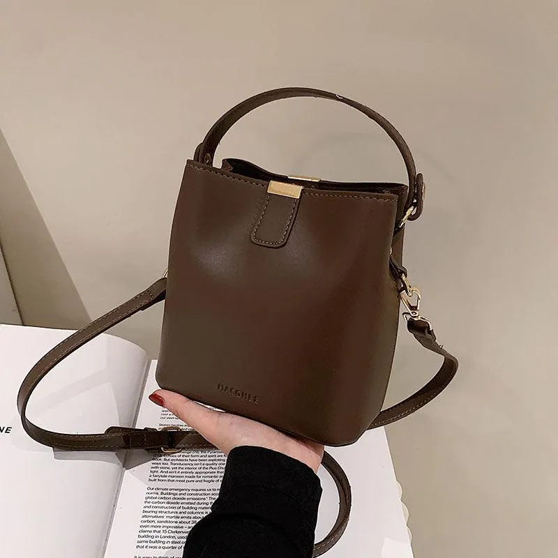 Brown Faux Leather Shoulder Bag