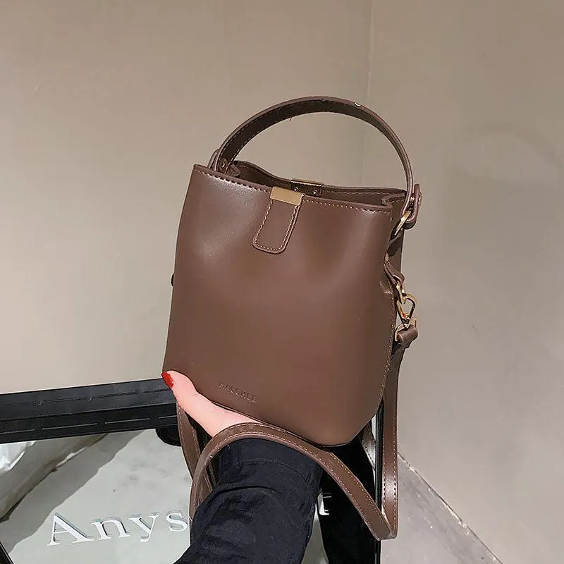 Brown Faux Leather Shoulder Bag