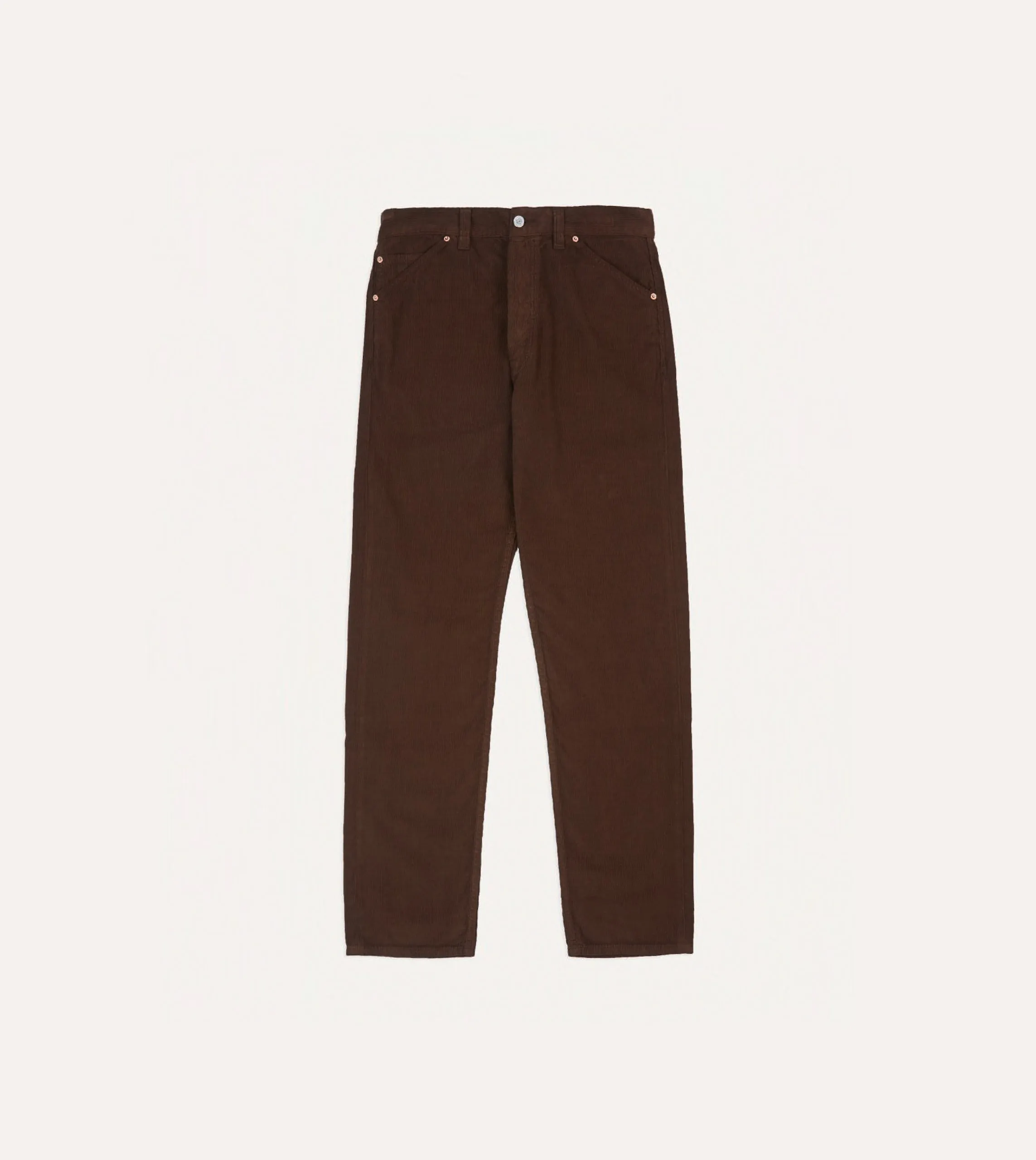 Brown Japanese Selvedge Needlecord Five-Pocket Trousers