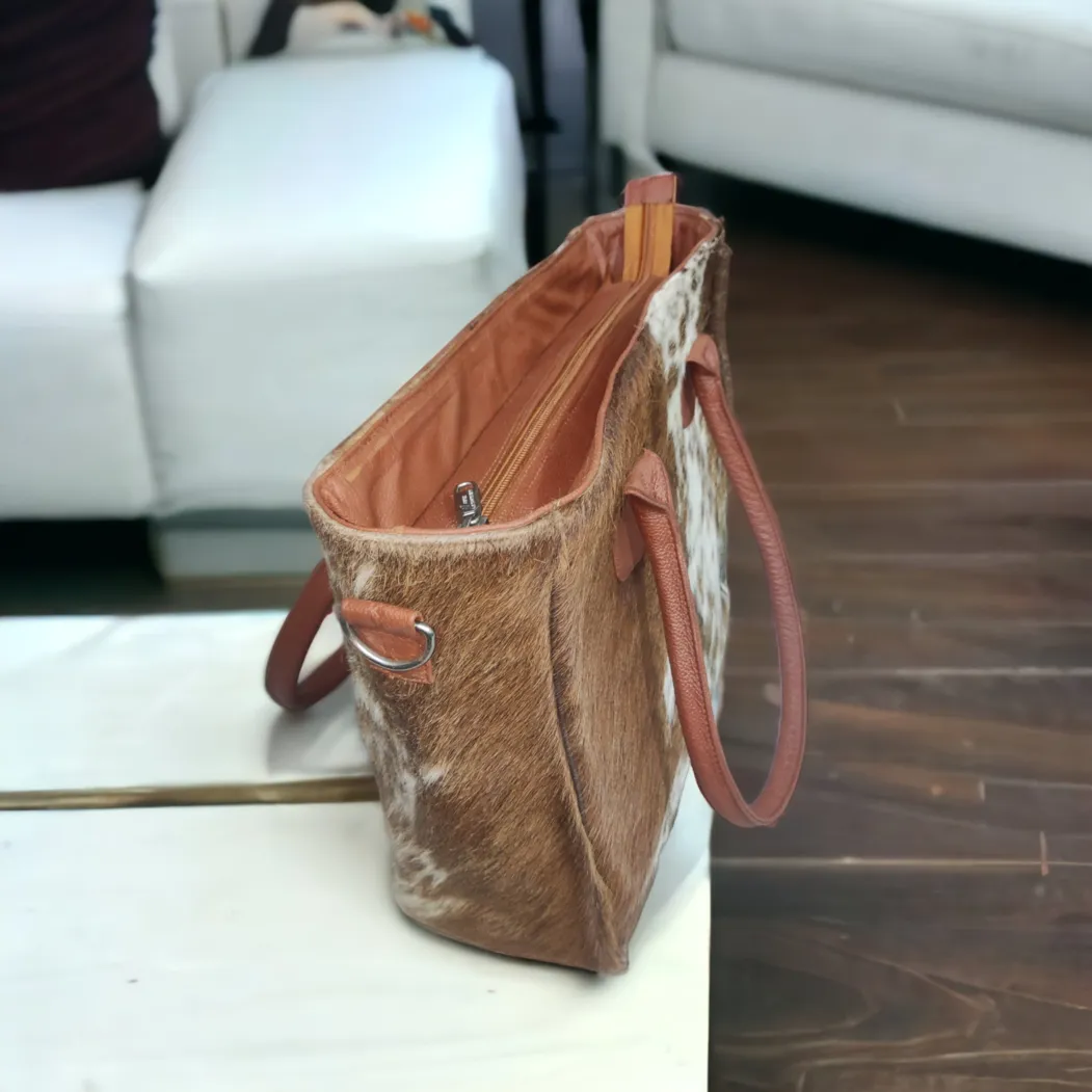 Brown White Cowhide Shoulder bag