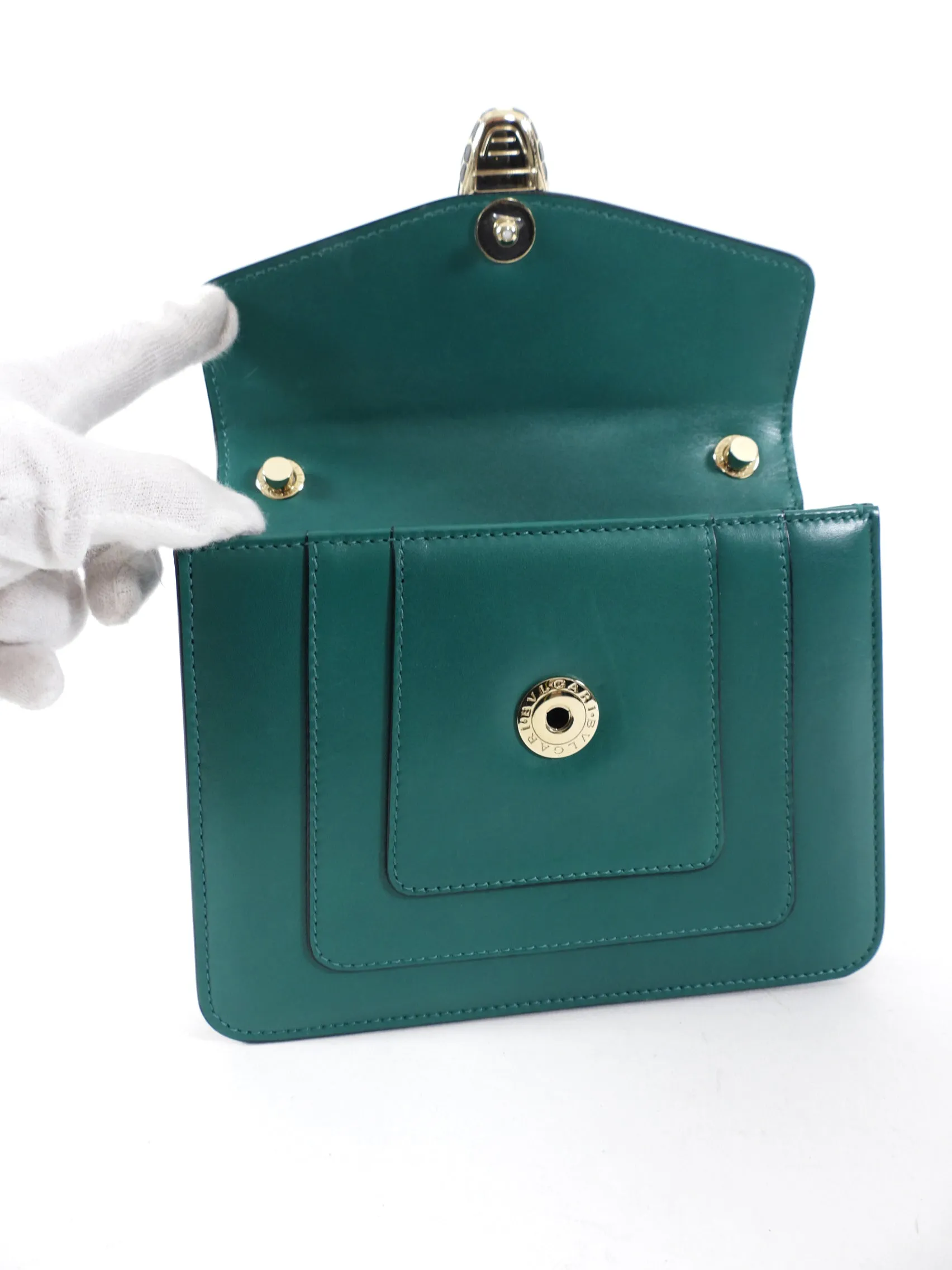 Bulgari Serpenti Forever Green Enamel Snake Flap Bag