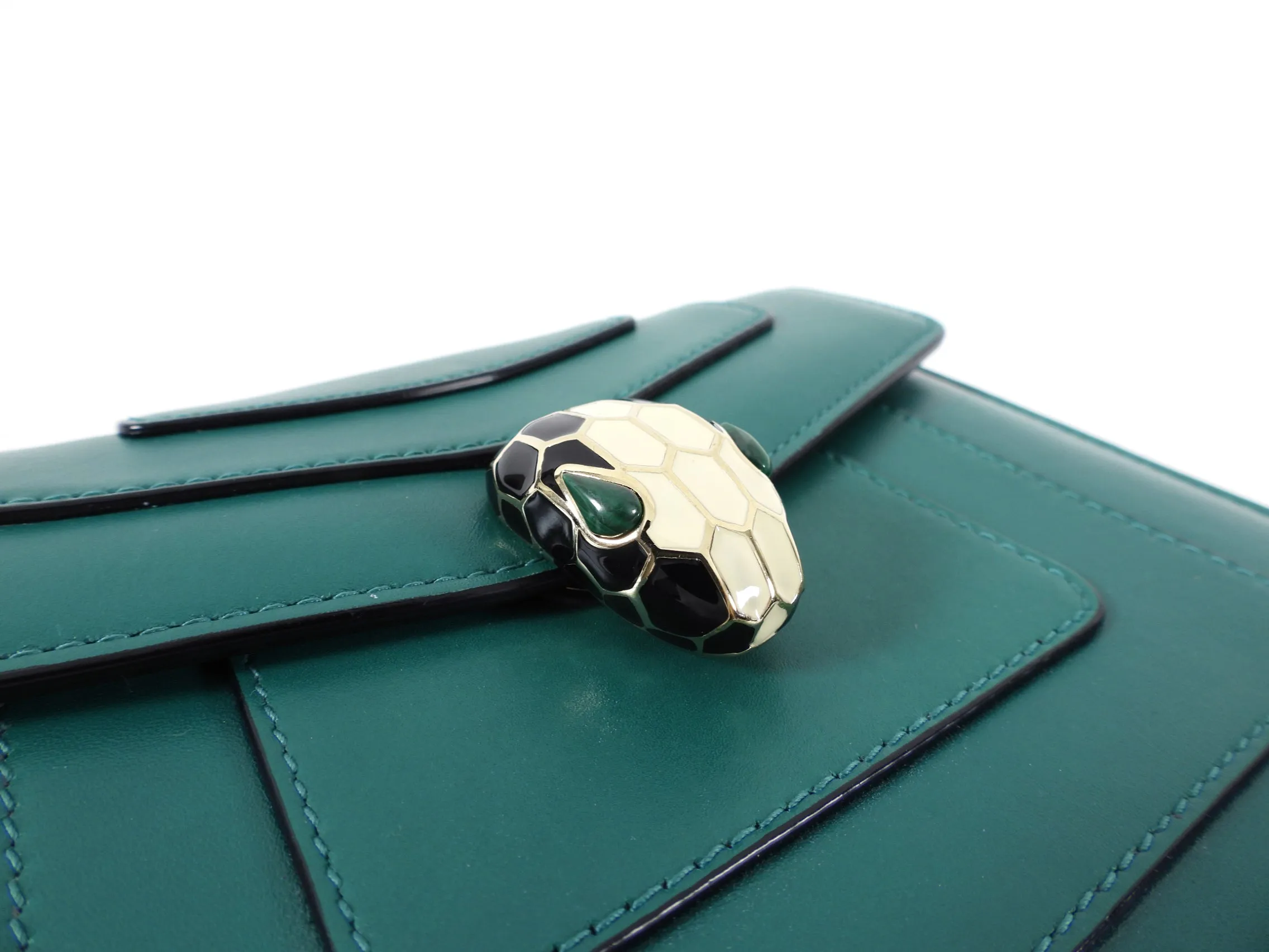 Bulgari Serpenti Forever Green Enamel Snake Flap Bag